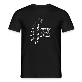 Never walk alone dogs owner gift - Men's T-Shirt - black - Front - AI Model Male 178 light (178cm)