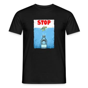 Arrêtez cadeau écologique de requin-tortue en plastique - T-shirt homme - noir - Devant - AI Model Male 178 light (178cm)