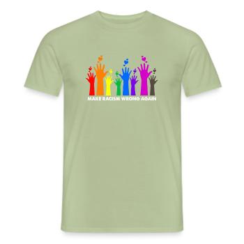 Make racism wrong again anti  Geschenk - Männer T-Shirt - Sage - Vorne - AI Model Male 178 light (178cm)