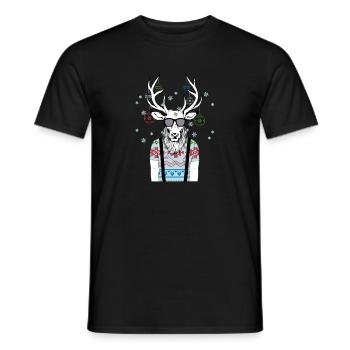Cerf hipster avec des lunettes cadeau de Noël - T-shirt homme - noir - Devant - AI Model Male 178 light (178cm)