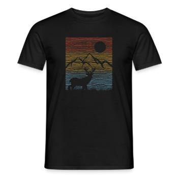 Retro Vintage Hirsch Berge Geschenk - Männer T-Shirt - Schwarz - Vorne - AI Model Male 178 light (178cm)