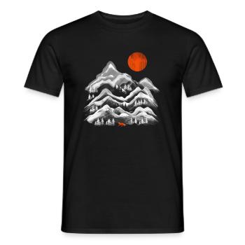 Red fox in the mountains gift - Men's T-Shirt - black - Front - AI Model Male 178 light (178cm)