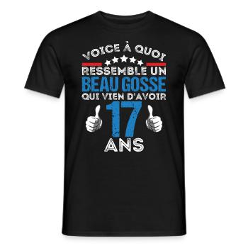 Voici à quoi ressemble un beau gosse anniv 17 ans - T-shirt homme - noir - Devant - AI Model Male 178 light (178cm)