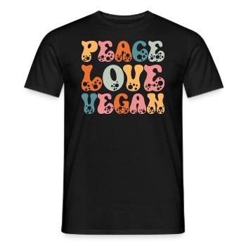 Vegan Peace Love Retro Vegetarian - Männer T-Shirt - Schwarz - Vorne - AI Model Male 178 light (178cm)