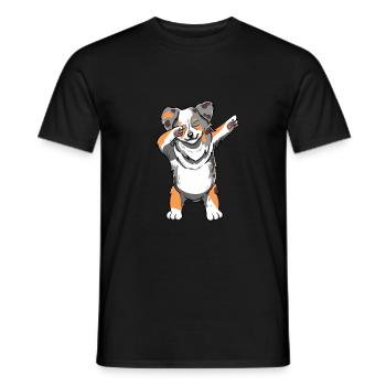 Australian Shepherd Dog Dab Dance Dabbing Gift - Men's T-Shirt - black - Front - AI Model Male 178 light (178cm)