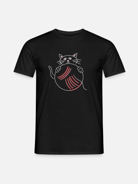 Cute cat with ball of yarn gift idea - Men's T-Shirt - black