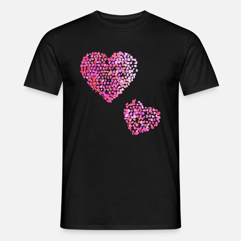 Zwei rosa Herzen - Männer T-Shirt - Schwarz