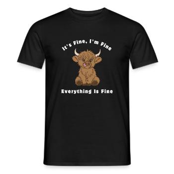 It's Fine I'm Fine Everything Is Fine Highland Cow - T-shirt homme - noir - Devant - AI Model Male 178 light (178cm)