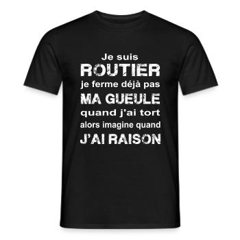 Routier - T-shirt homme - noir - Devant - AI Model Male 178 light (178cm)