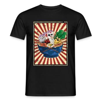 Anime Japan Katzen Nudel Bowl Kawaii Ramen - Männer T-Shirt - Schwarz - Vorne - AI Model Male 178 light (178cm)