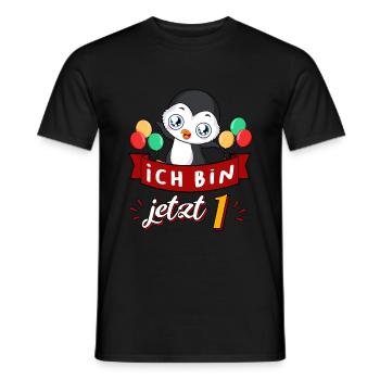 1 Geburtstag Jahr Pinguin Kindergeburtstag - Männer T-Shirt - Schwarz - Vorne - AI Model Male 178 light (178cm)