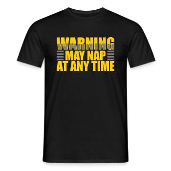 Papa Warning May Nap Suddenly At Any Time Funny - Men's T-Shirt - black - Front - AI Model Male 178 light (178cm)