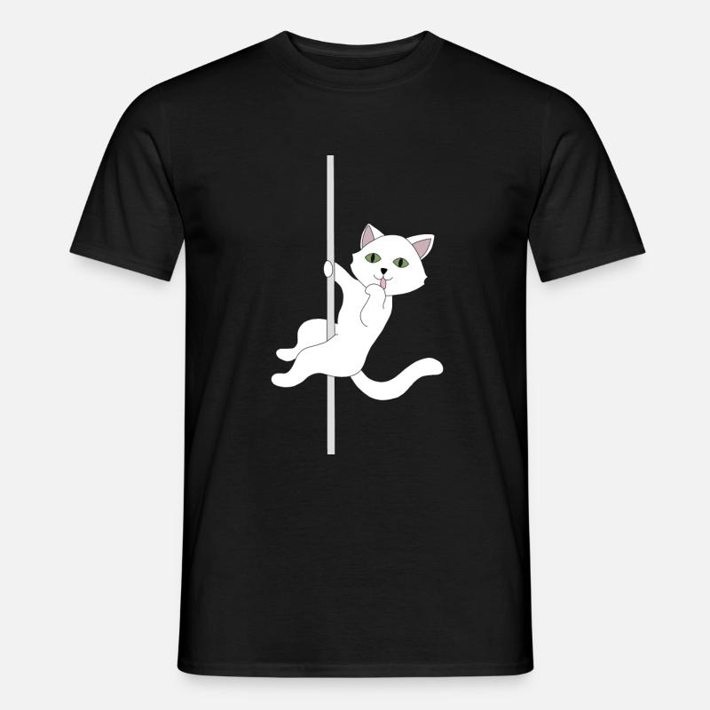 Katze Pole Dance - Männer T-Shirt - Schwarz