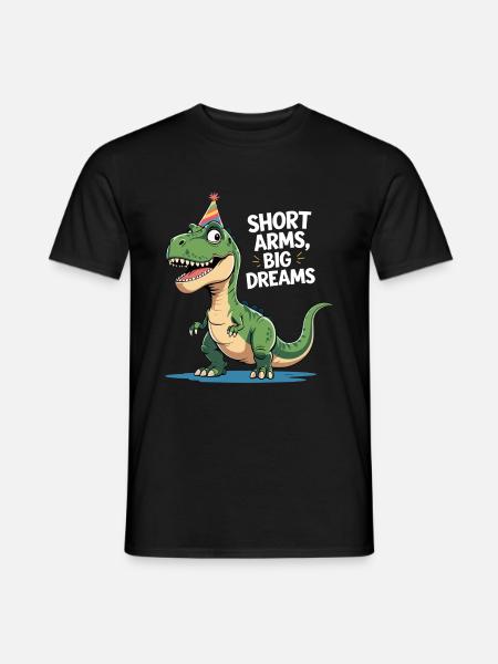 Lustiger T-Rex mit Partyhut - Dinosaurier Cartoon - Mænd T-shirt - sort