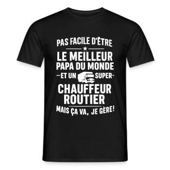 Super Papa Chauffeur routier chauffeur-routier - T-shirt homme - noir - Devant - AI Model Male 178 light (178cm)