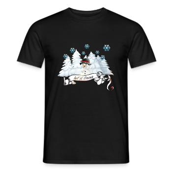 Chemise de bonhomme de neige - motif " Let it Snow " , - T-shirt homme - noir - Devant - AI Model Male 178 light (178cm)