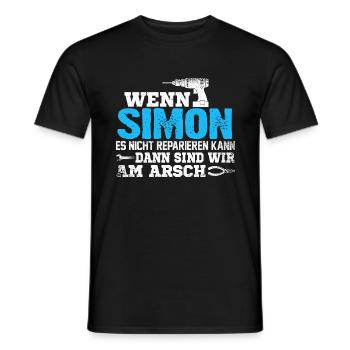 SIMON - kann es reparieren - Männer T-Shirt - Schwarz - Vorne - AI Model Male 178 light (178cm)
