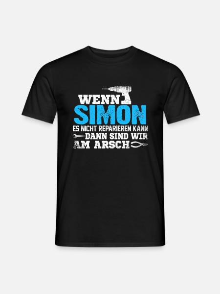 SIMON - kann es reparieren - Männer T-Shirt - Schwarz