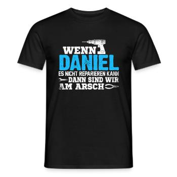 DANIEL - kann es reparieren - Männer T-Shirt - Schwarz - Vorne - AI Model Male 178 light (178cm)