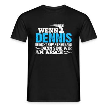 DENNIS - kann es reparieren - Männer T-Shirt - Schwarz - Vorne - AI Model Male 178 light (178cm)