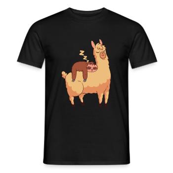 schlafend Faultier Lama Geschenk lustig - Männer T-Shirt - Schwarz - Vorne - AI Model Male 178 light (178cm)