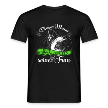Angeln und Frau - Männer T-Shirt - Schwarz - Vorne - AI Model Male 178 light (178cm)