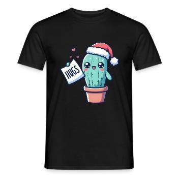 funny cactus for christmas wants to cuddle - Men's T-Shirt - black - Front - AI Model Male 178 light (178cm)