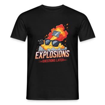 Action Explosion - Questions plus tard - T-shirt homme - noir - Devant - AI Model Male 178 light (178cm)
