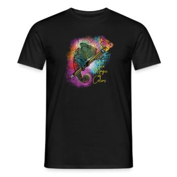 Chameleon and butterfly - the magic of colors - Men's T-Shirt - black - Front - AI Model Male 178 light (178cm)