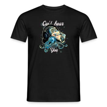Monkey with Headphones - Music - Can't Hear You - Men's T-Shirt - black - Front - AI Model Male 178 light (178cm)