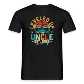 Leveled Up to Uncle Est. 2022 - Gaming Onkel - Men's T-Shirt - black - Front - AI Model Male 178 light (178cm)