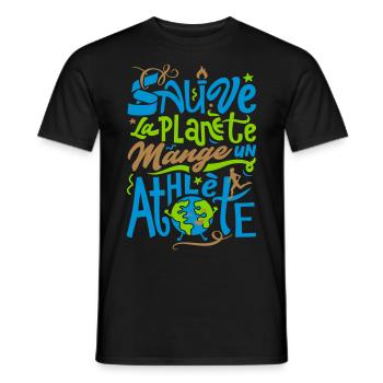 Sauve la Planète - T-shirt homme - noir - Devant - AI Model Male 178 light (178cm)