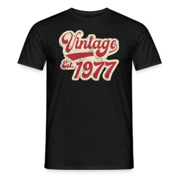 Vintage Est 1977 - T-shirt homme - noir - Devant - AI Model Male 178 light (178cm)