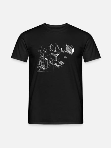 Retro TV weiss technische zeichnung Illustration - Männer T-Shirt - Schwarz