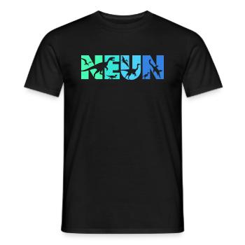Kinder 9 Jahre Dino 9. Geburtstag Dinosaurier - Männer T-Shirt - Schwarz - Vorne - AI Model Male 178 light (178cm)