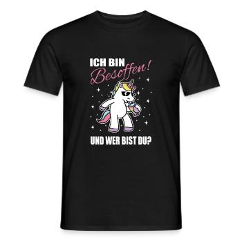 Lustiges Einhorn angetrunken mit Getränk Party - Männer T-Shirt - Schwarz - Vorne - AI Model Male 178 light (178cm)