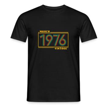 Birthday March 1976 Vintage 45 years old - Men's T-Shirt - black - Front - AI Model Male 178 light (178cm)