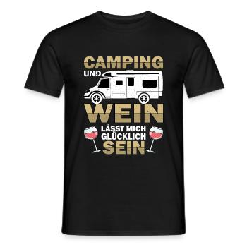 Camping Weinliebhaber Camper Wohnmobil Campen Wein - Männer T-Shirt - Schwarz - Vorne - AI Model Male 178 light (178cm)