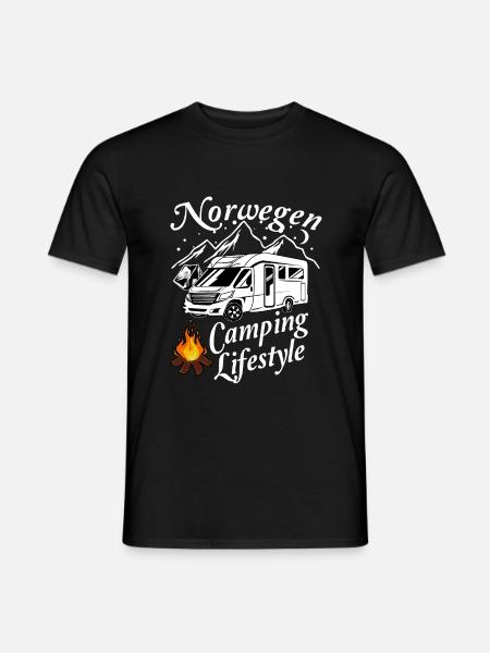 Norwegen Camping Lifestyle mit Wohnmobil im Urlaub - Männer T-Shirt - Schwarz