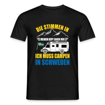 Camping Urlaub in Schweden Stimmen in meinem Kopf - Männer T-Shirt - Schwarz - Vorne - AI Model Male 178 light (178cm)