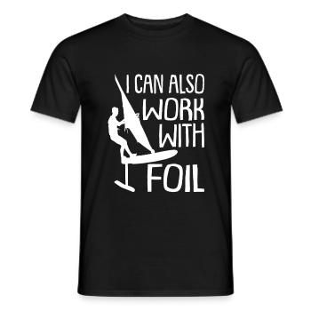 I can also windsurf with Foil Foil - Men's T-Shirt - black - Front - AI Model Male 178 light (178cm)