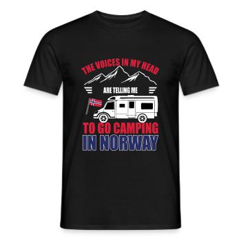 Camping Norway voices in my head camping - Men's T-Shirt - black - Front - AI Model Male 178 light (178cm)
