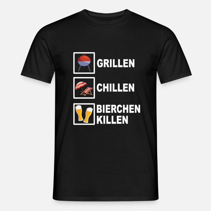 Grillen chillen Bierchen killen - Männer T-Shirt - Schwarz