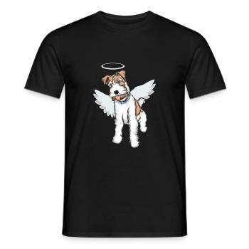 Foxterrier Drahthaar Engel | Foxterrier T-Shirt - Männer T-Shirt - Schwarz - Vorne - AI Model Male 178 light (178cm)