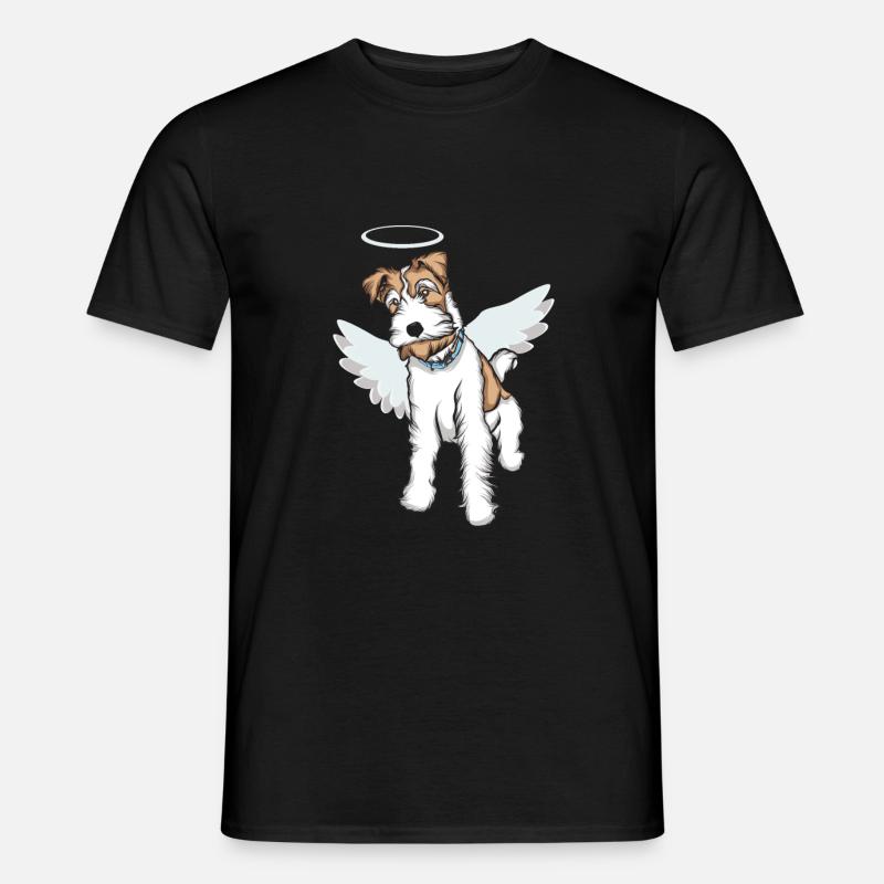 Foxterrier Drahthaar Engel | Foxterrier T-Shirt - Männer T-Shirt - Schwarz