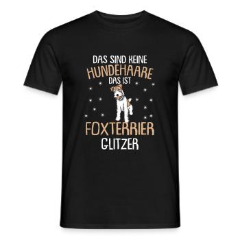 Foxterrier Glitzer Hundehaare | Foxterrier T-Shirt - Männer T-Shirt - Schwarz - Vorne - AI Model Male 178 light (178cm)