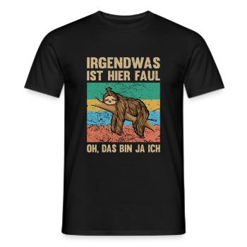 Faultier | Irgendwas ist faul hier - Männer T-Shirt - Schwarz - Vorne - AI Model Male 178 light (178cm)