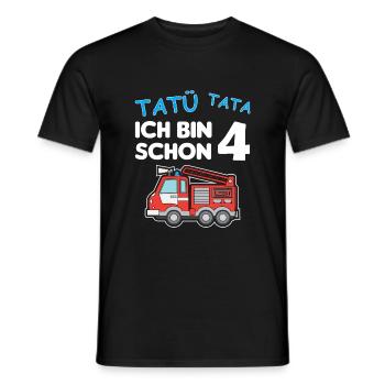 Ich bin schon 4 | 4. Geburtstag Feuerwehr Jungen - Männer T-Shirt - Schwarz - Vorne - AI Model Male 178 light (178cm)