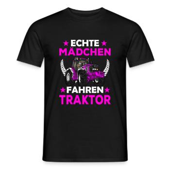 Echte Mädchen Fahren Traktor | Landwirt Sprüche - Männer T-Shirt - Schwarz - Vorne - AI Model Male 178 light (178cm)