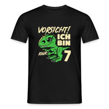 Roar Ich Bin 7 | 7. Geburtstag Jungen Dino - Männer T-Shirt - Schwarz - Vorne - AI Model Male 178 light (178cm)